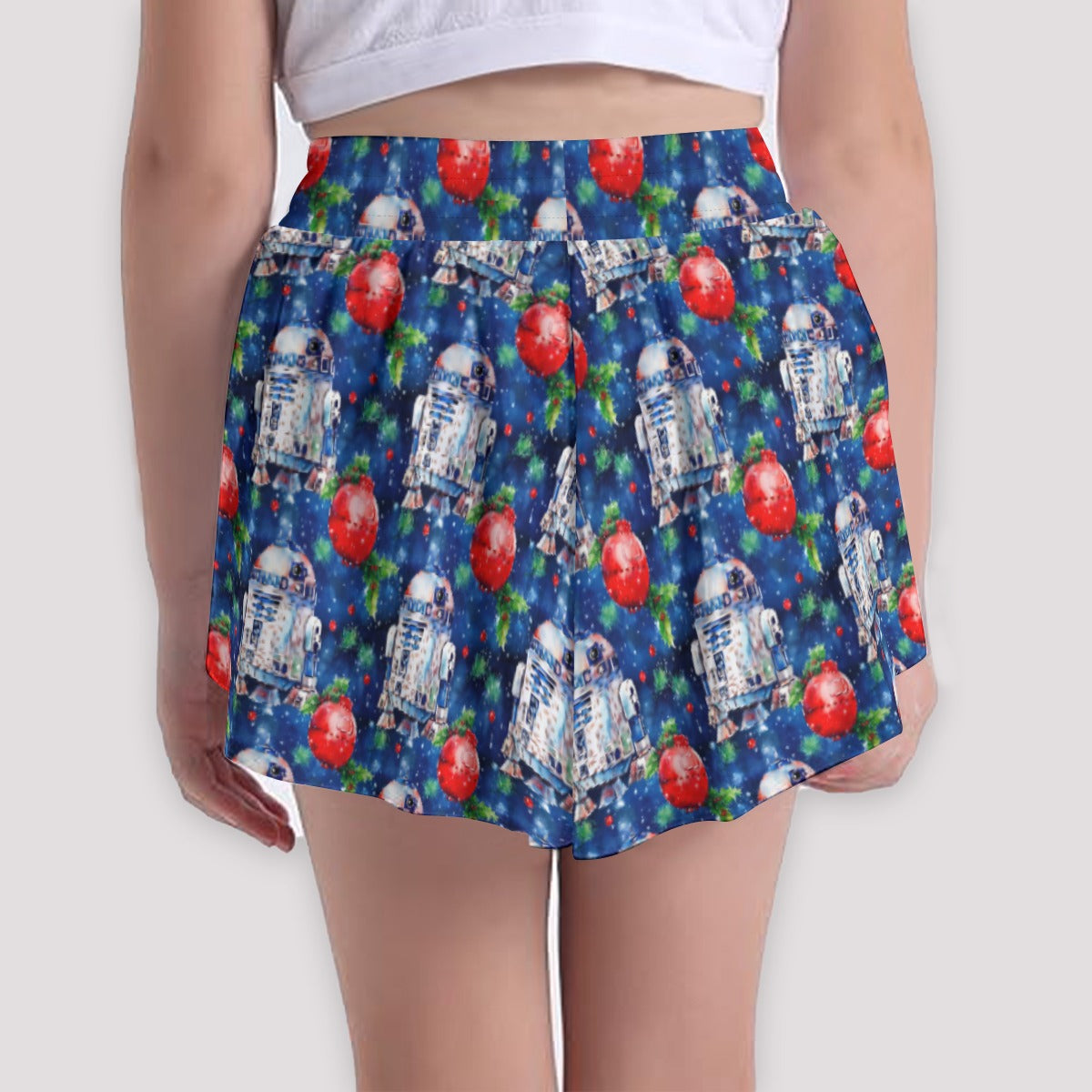 Little Blue Christmas Droid - Girls’ Flowy Pocket Shorts
