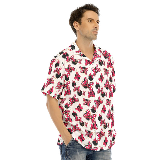 Polka Dot Bows & Mouse Ears - Men's Hawaiian Button Up Shirt
