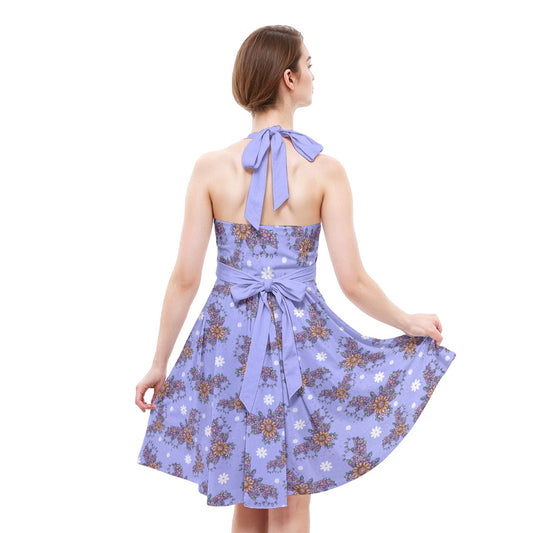 Blooming Bats - Women's Halter Vintage Pocket Dress