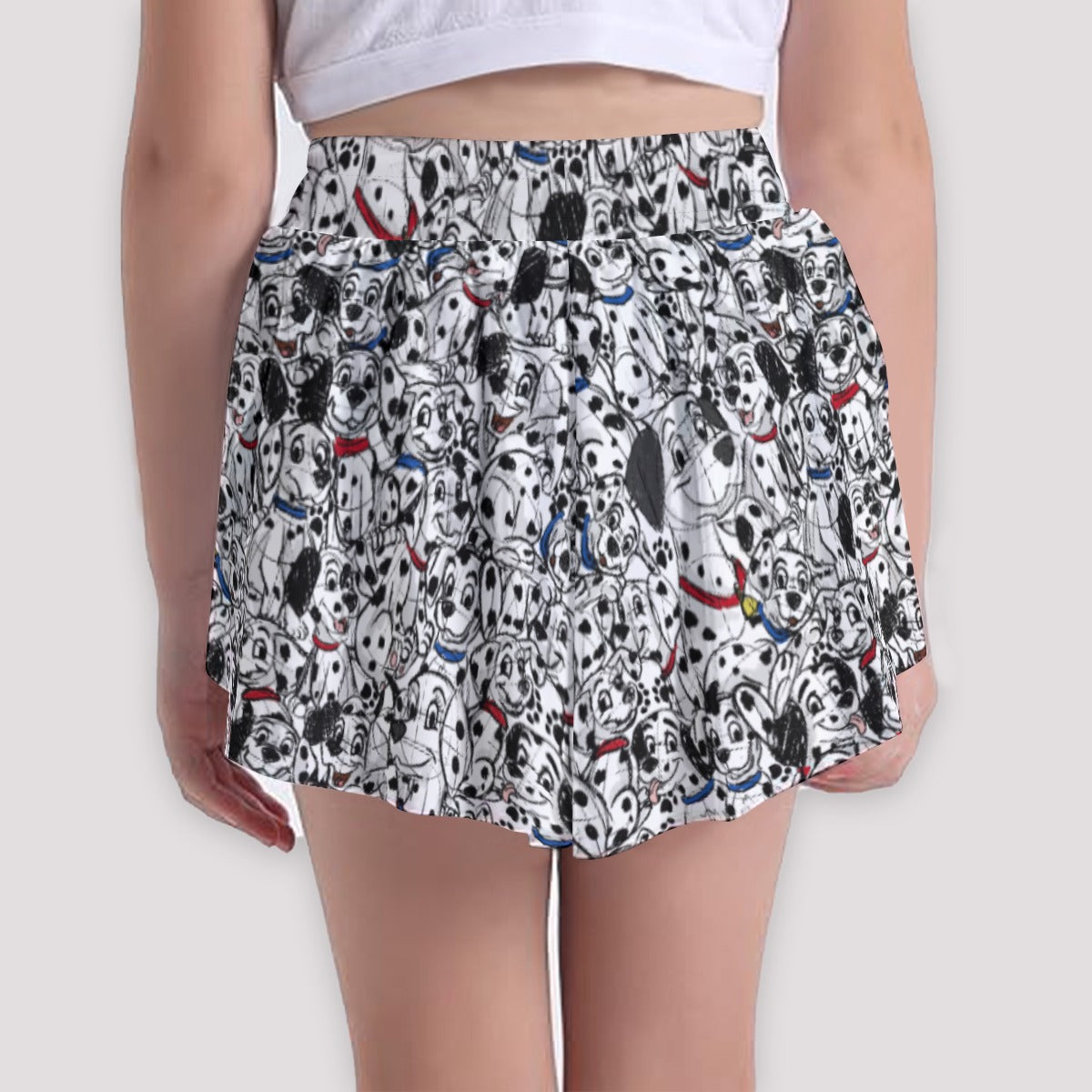 Sketchy Spotted Puppies - Girls’ Flowy Pocket Shorts