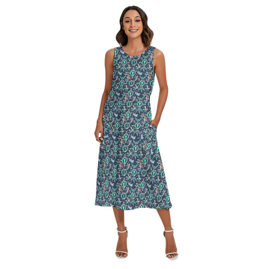 Garden Whimsy - Peter Pan - Women’s Diagonal Pocket Midi Dress
