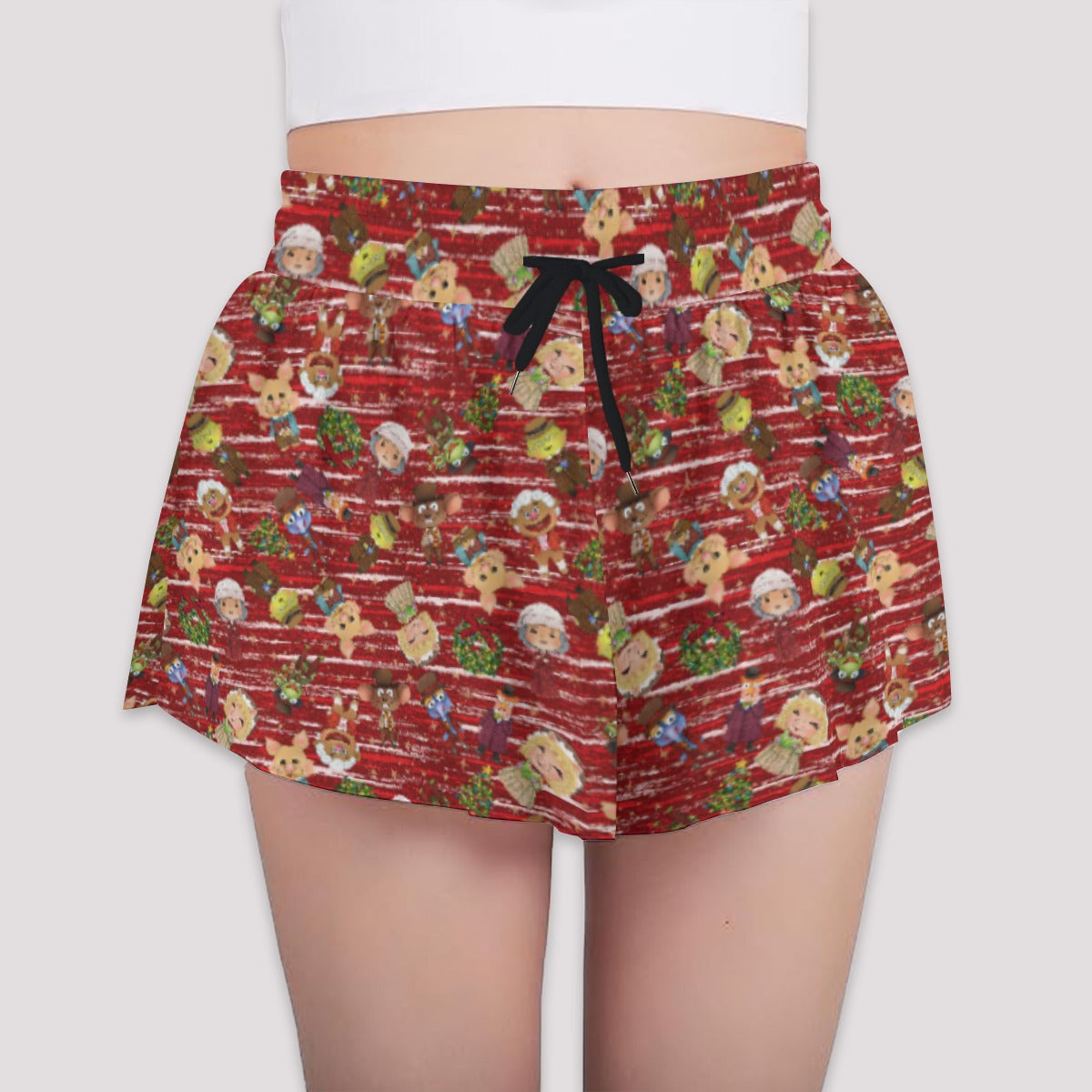 A Very Festive Puppet Christmas - Girls’ Flowy Pocket Shorts