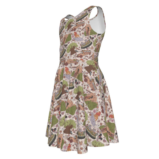 Hand Drawn AK - Kid's Sleeveless Skater Dress