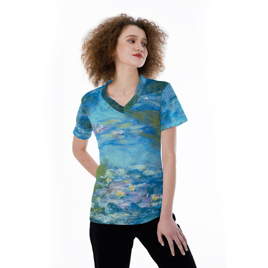 Monet Water Lillies - Women's Short Sleeve V-Neck T-Shirt