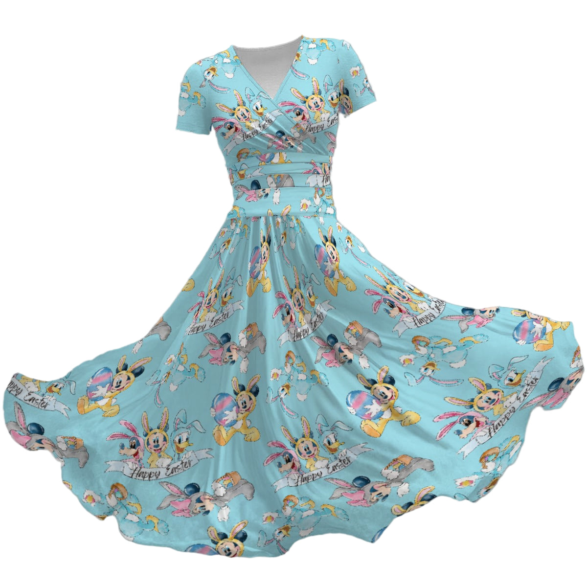 Spring Bunny Costume Crew - Women's V-Neck Ruched Midi Dress