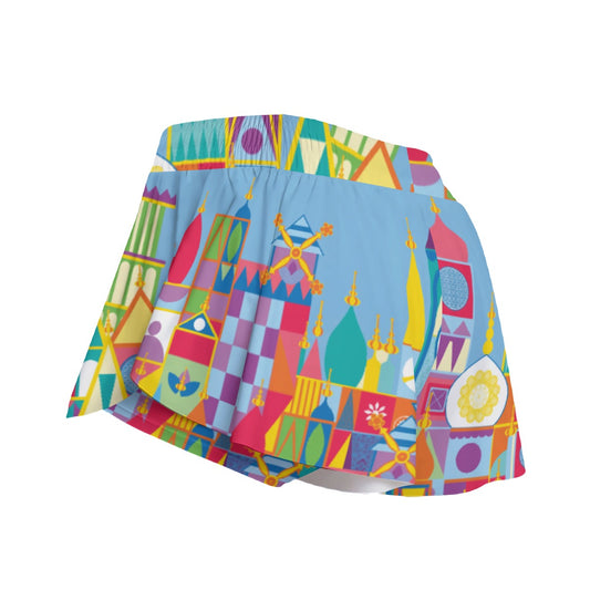 Whimsical World Facade - Women's Flowy Pocket Shorts