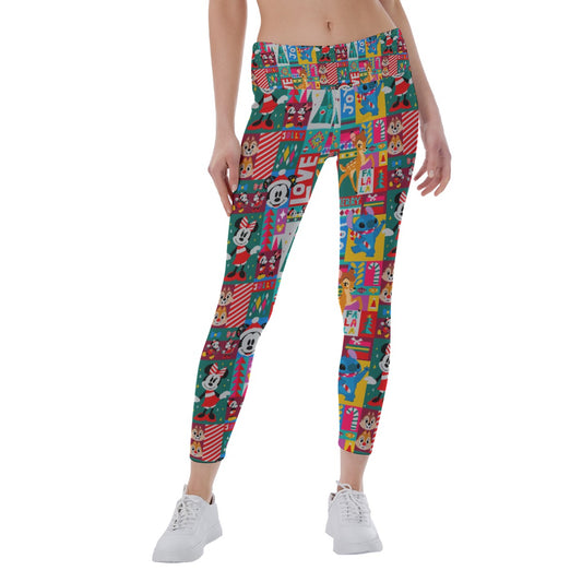 Mouse Christmas Colorblock - Women's Yoga Leggings