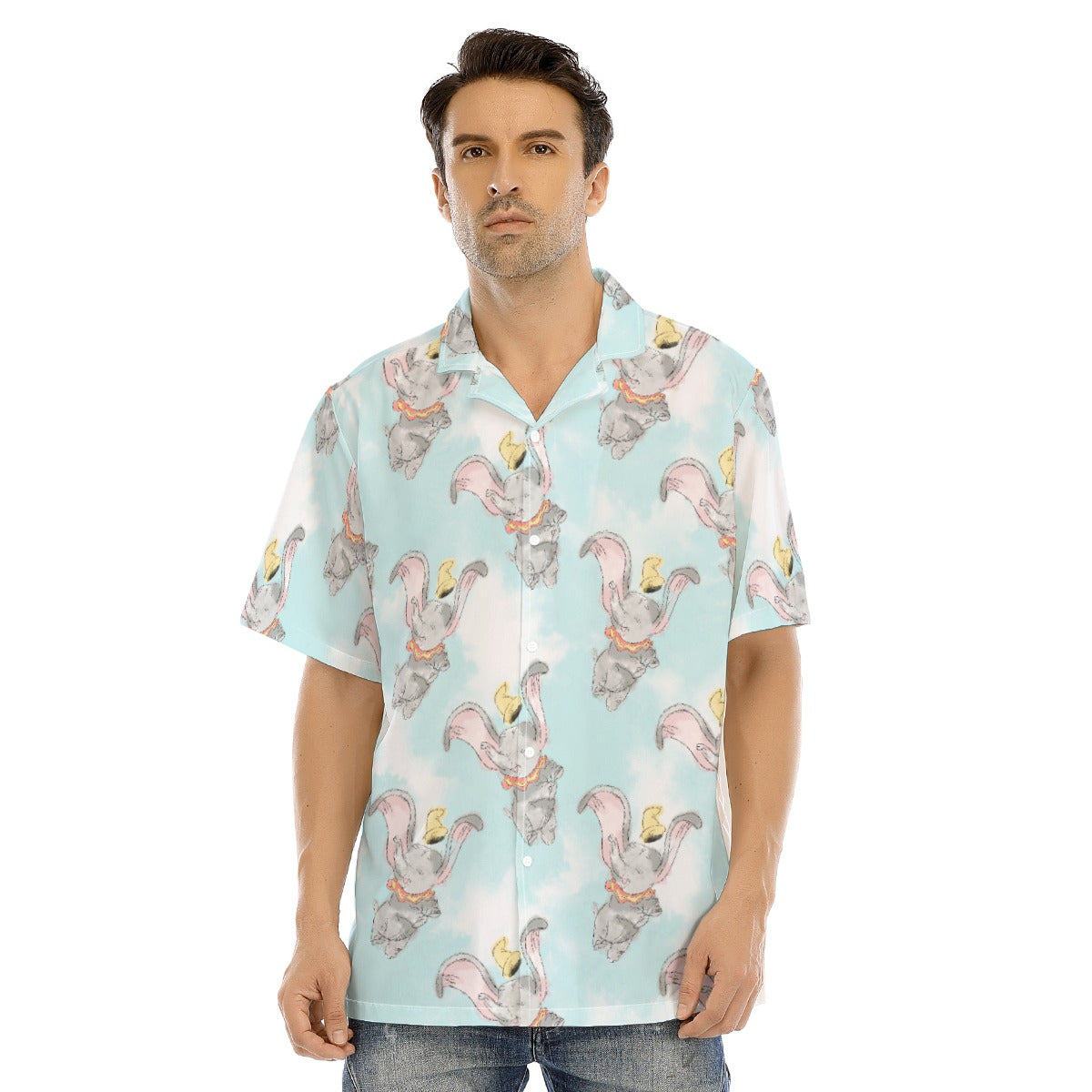 Sketch of Flying Elephant - Men's Hawaiian Button Up Shirt