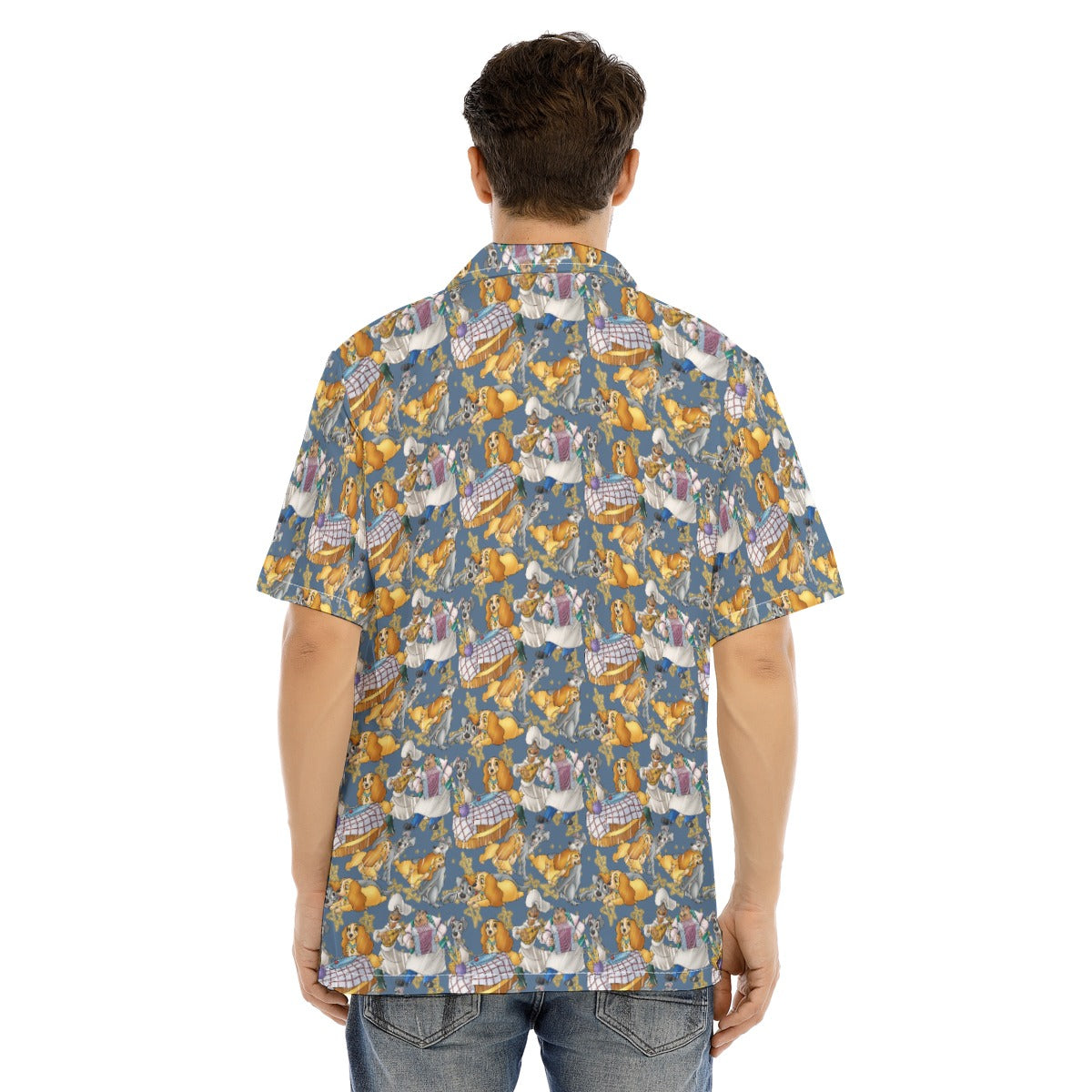 Puppy Love Sketchched - Men's Hawaiian Button Up Shirt