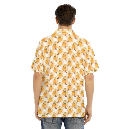 Pumpkin Bear Mischief - Men's Hawaiian Button Up Shirt