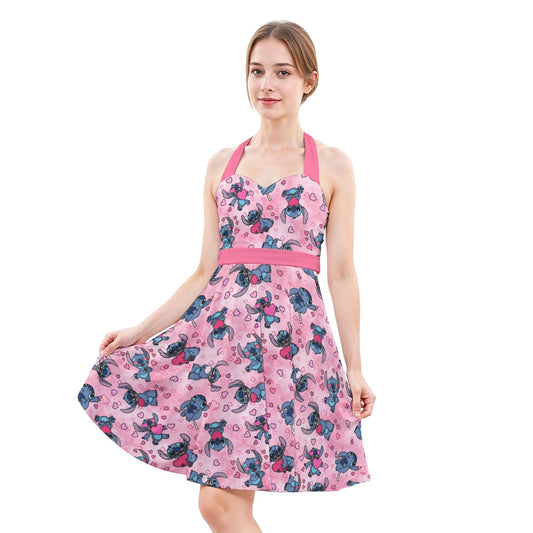 Valentine’s Mischief - Women's Halter Vintage Pocket Dress