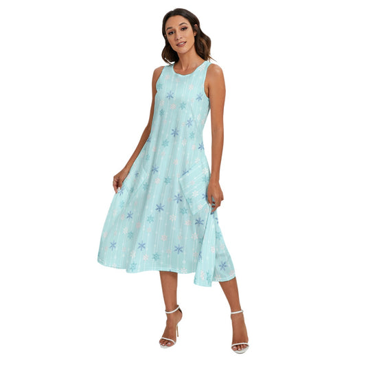 Ice Queen Snowflake Pattern - Women’s Diagonal Pocket Midi Dress