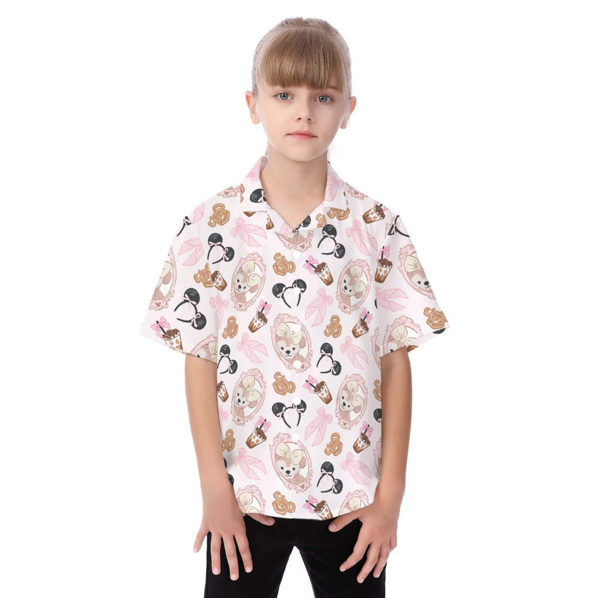 Bow Bear Sweet Day - Kid's Hawaiian Button Up Shirt