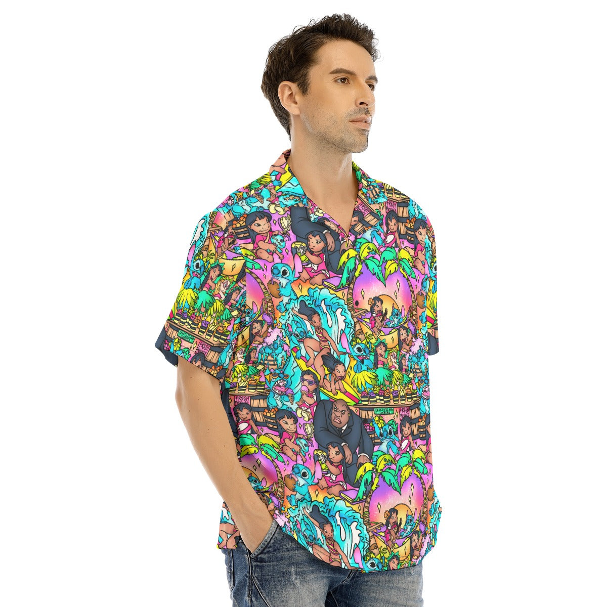 Ohana Island Storybook Scenes - Men's Hawaiian Button Up Shirt