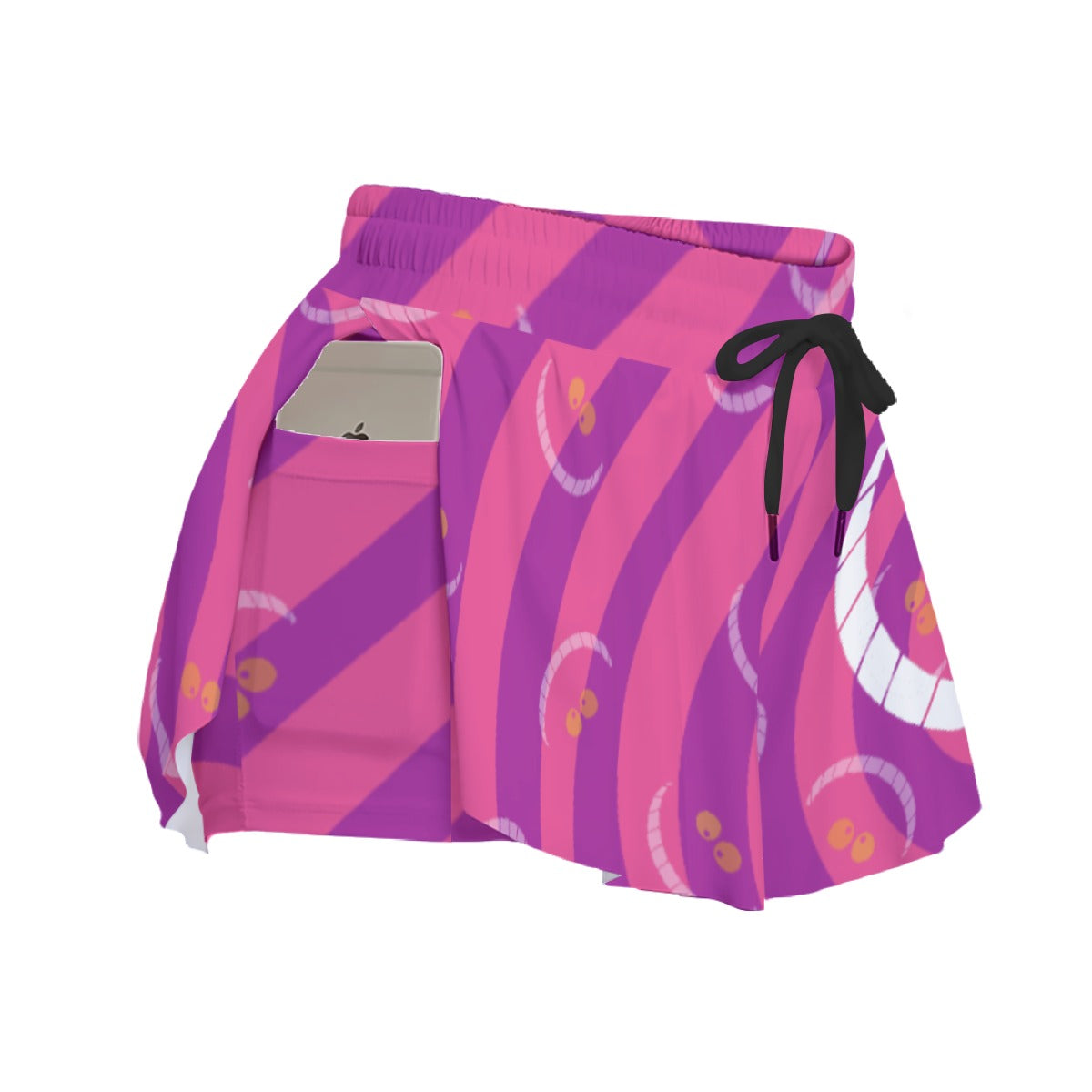 Whimsical Grinning Stripes - Women's Flowy Pocket Shorts
