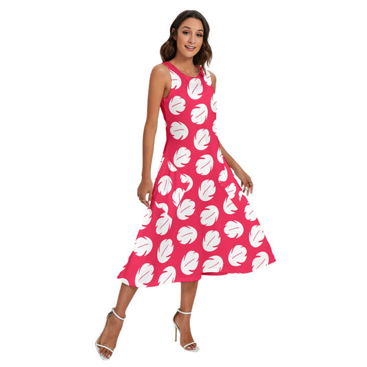 Island Leaf Print - Women’s Diagonal Pocket Midi Dress