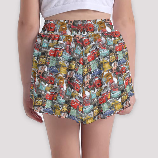 Racing Legends Sketch - Girls’ Flowy Pocket Shorts