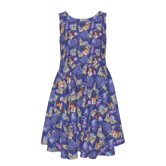 Whimsical Strong Heroine - Kid's Sleeveless Skater Dress