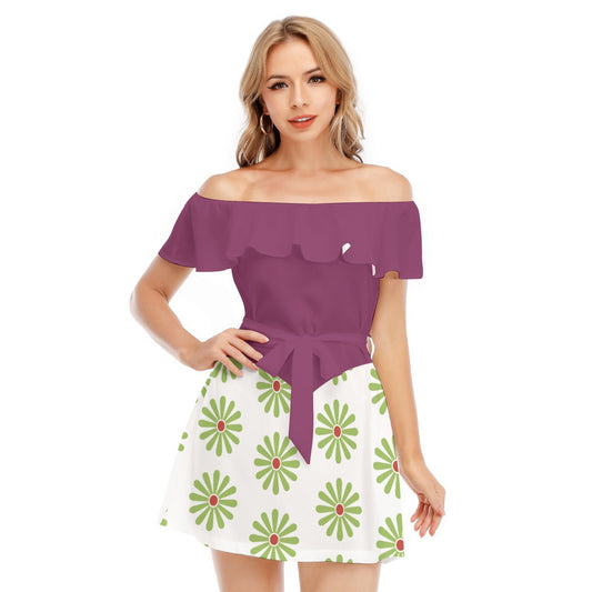 Tightrope Walker Elegance - Women's Off-shoulder Ruffle Dress