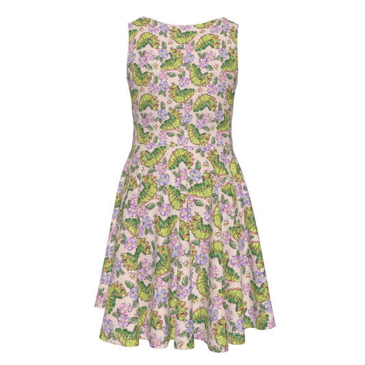 Cheerful Caterpillar Garden - Kid's Sleeveless Skater Dress