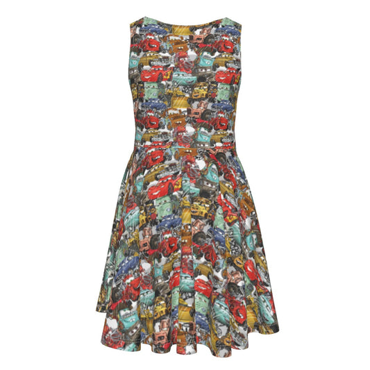 Racing Legends Sketch - Kid's Sleeveless Skater Dress