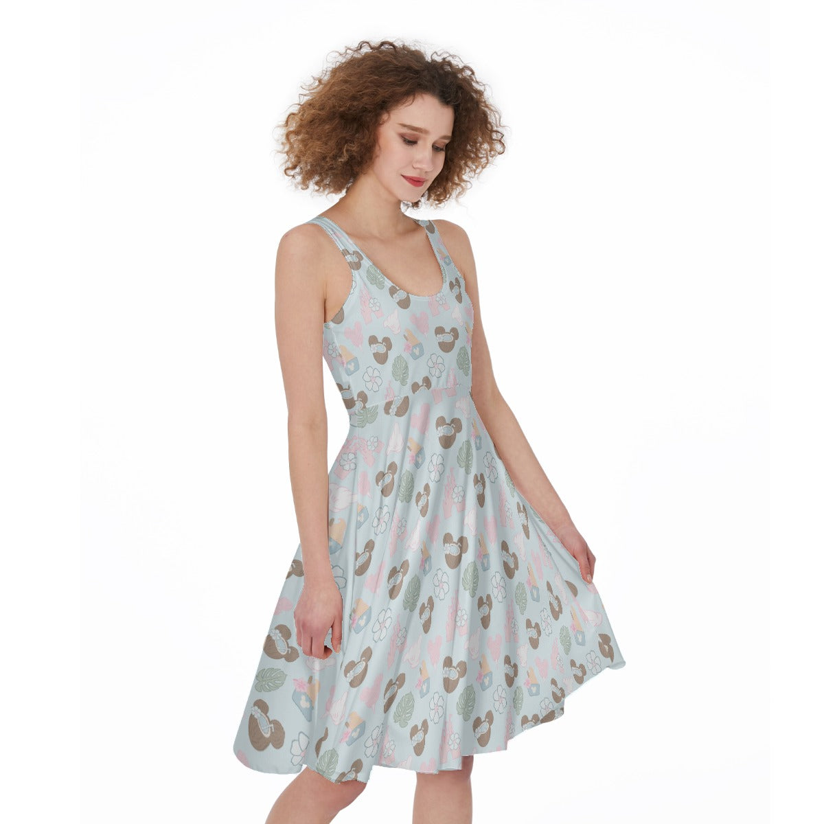 Pastel Island Treats - Pocket Midi Skater Dress