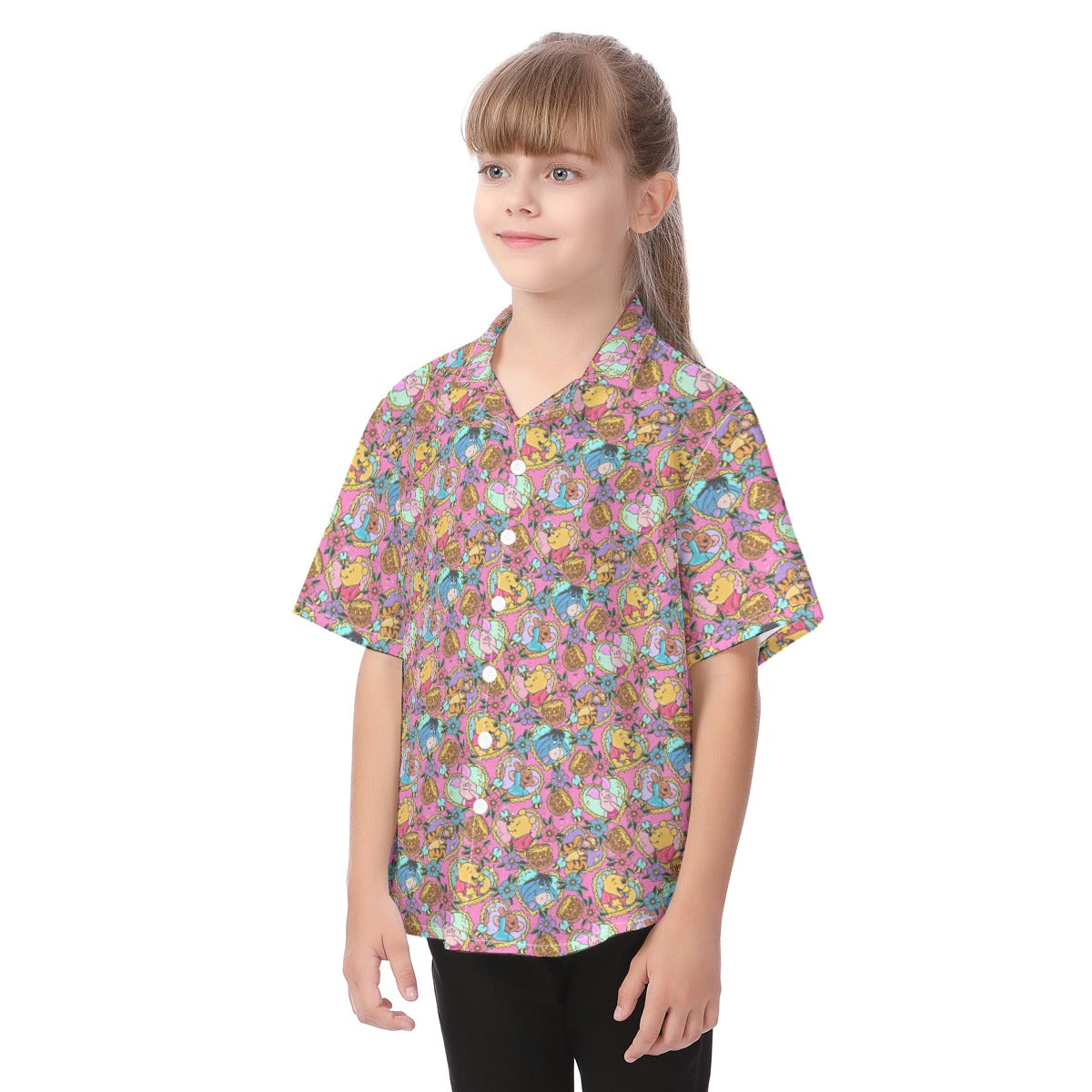 Tattoo Hearts Woodland Friendsends - Kid's Hawaiian Button Up Shirt