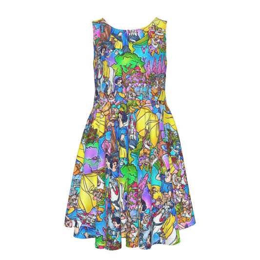 Fairest Princess Storybook Scenes - Kid's Sleeveless Skater Dress