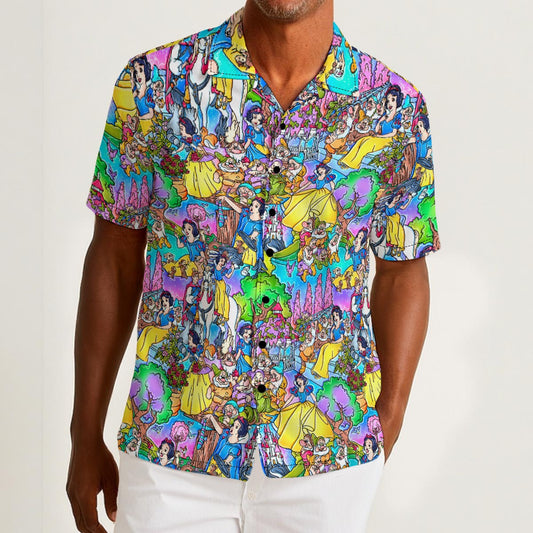 Fairest Princess Storybook Scenes - Men’s Cotton-Rich Button Up Shirt