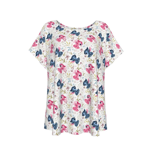 Blue Alien & Pink Friend Love - Women’s Relaxed Fit Scoop Tee