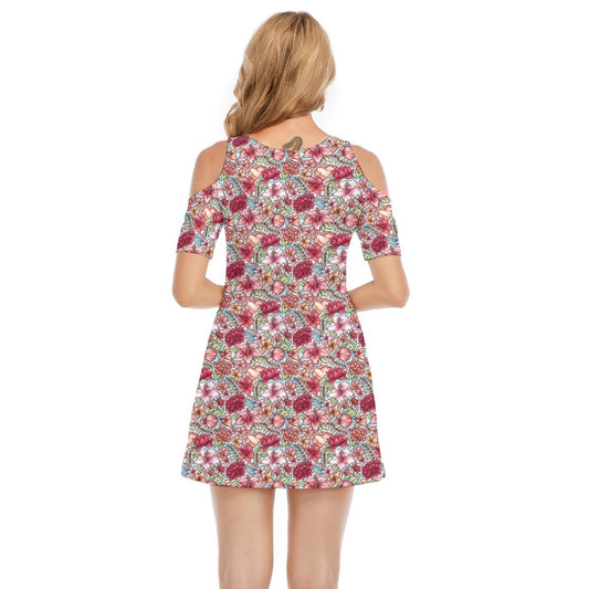 Fairytale Florals – Island Princess - Women's Cold Shoulder Cotton Dress