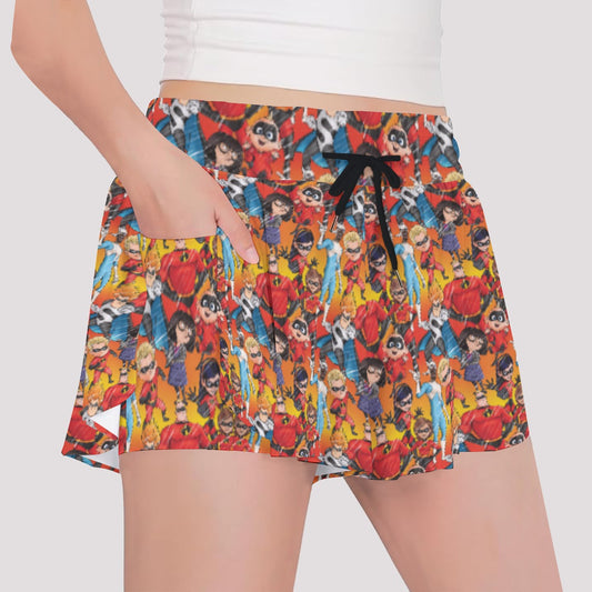 Super Squad Sketched - Girls’ Flowy Pocket Shorts