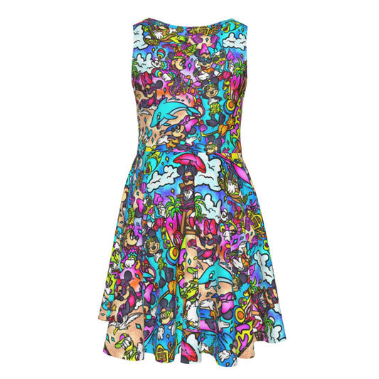 Island Beach Bash - Kid's Sleeveless Skater Dress