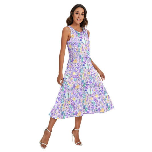 Bright Tropical Princess - Tower Light Festival - Women’s Diagonal Pocket Midi Dress