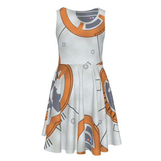Little Round Droid - Kid's Sleeveless Skater Dress