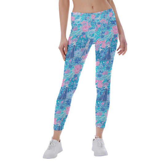 Ice Queen Frosted Florals - Women's Yoga Leggings