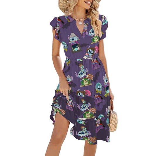 Haunted Alien Portraits - Women's Tiered Pocket Midi Dress