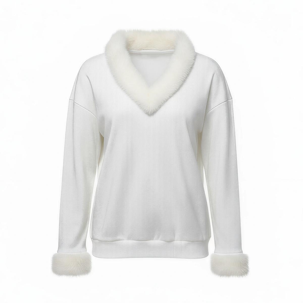 Pick Any Print from our Shop - Women's Faux Fur V-Neck Sweater
