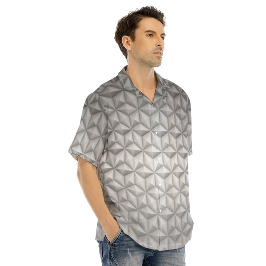 Geometric Silver Sphere - Men's Hawaiian Button Up Shirt