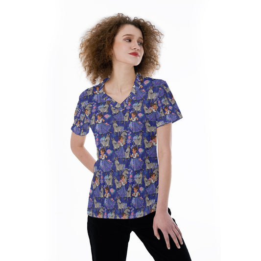 Whimsical Strong Heroine - Women's Short Sleeve V-Neck T-Shirt