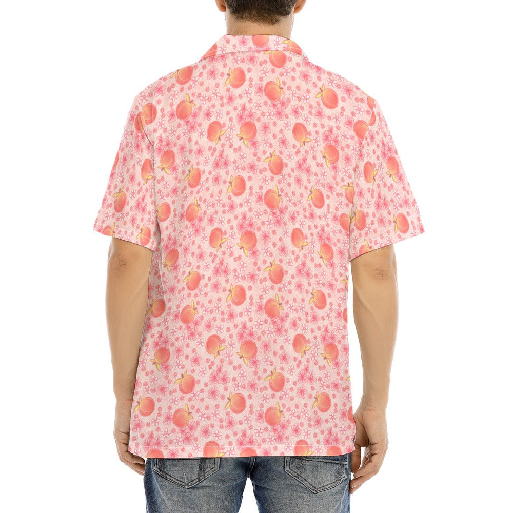 Summer Fruits - Peaches - Men's Hawaiian Button Up Shirt