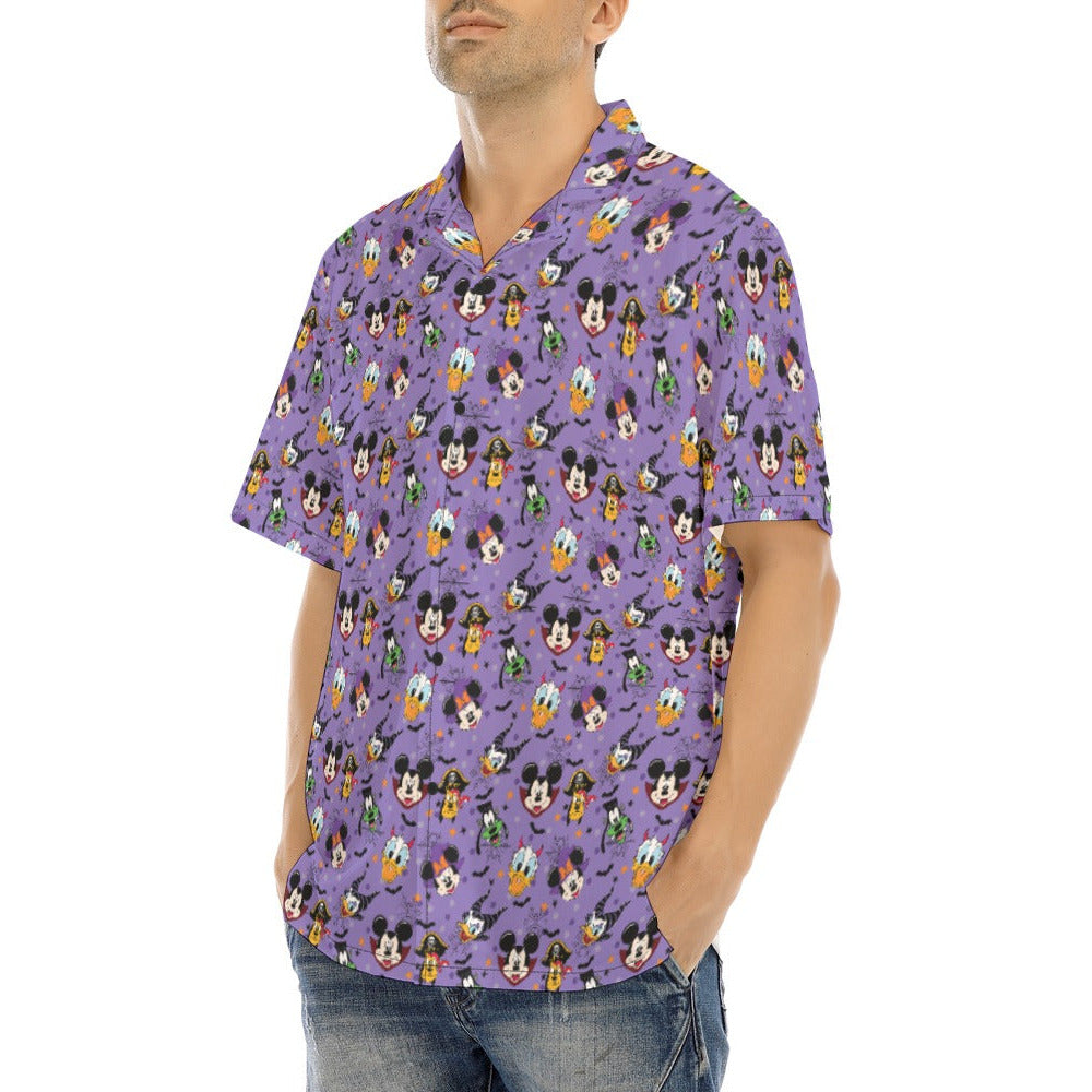 Halloween Friends in Costume - Men's Hawaiian Button Up Shirt