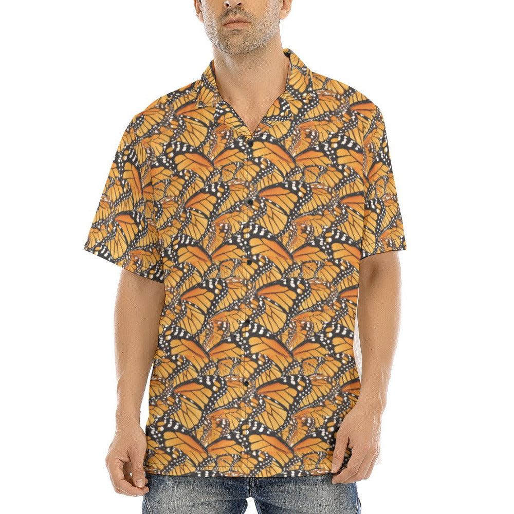 Animal Print - Monarch Butterfly - Men's Hawaiian Button Up Shirt