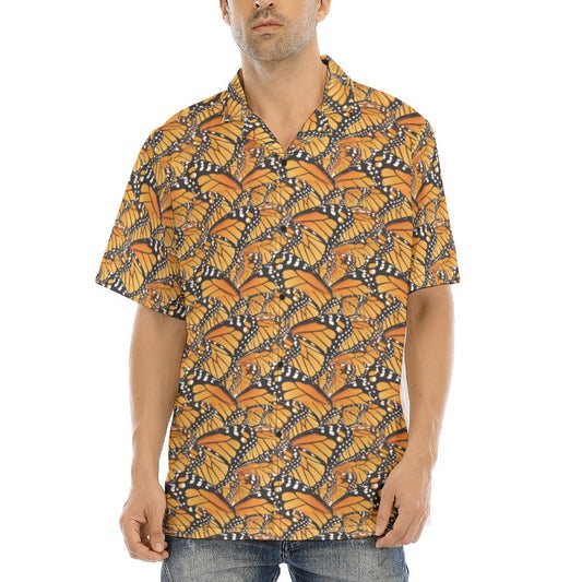 Animal Print - Monarch Butterfly - Men's Hawaiian Button Up Shirt