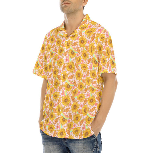 Sunflower Dreams - Men's Hawaiian Button Up Shirt