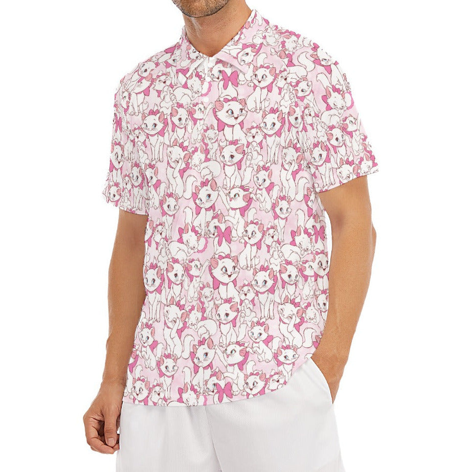 Sweet Kitten with Pink Bow - Men's Polo Shirt