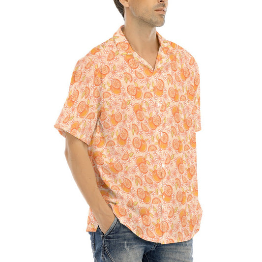 Summer Fruits - Oranges - Men's Hawaiian Button Up Shirt