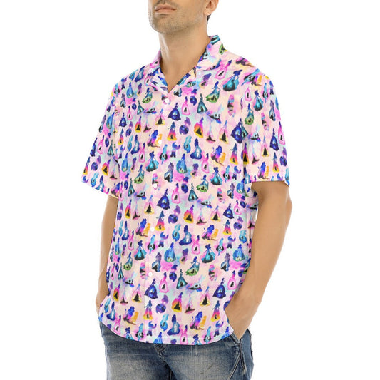 Princess And Classic Animation Silhouettes - Men's Hawaiian Button Up Shirt