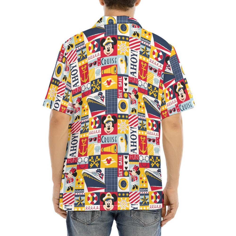 Nautical Cruise Patchwork - Men's Hawaiian Button Up Shirt