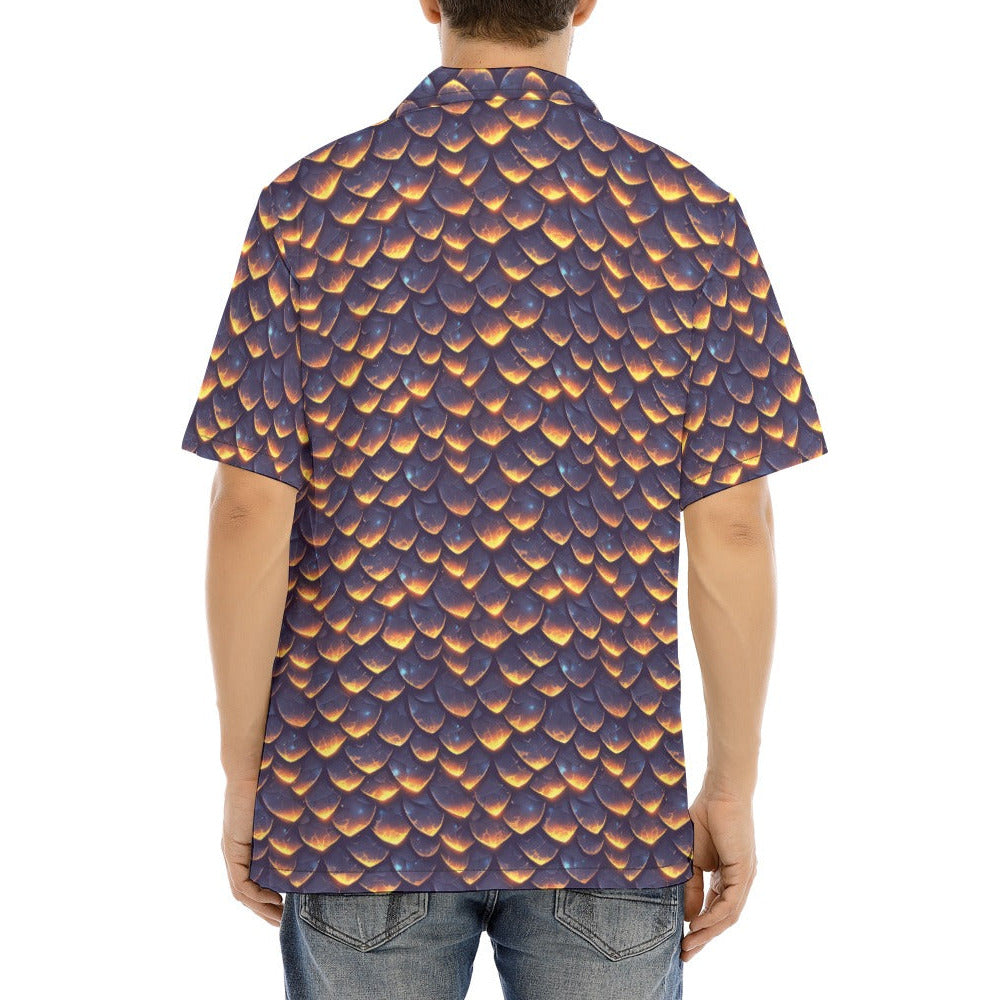 Animal Print - Dragon - Men's Hawaiian Button Up Shirt